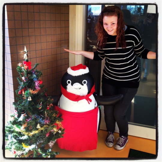 The cafeteria penguin got his Christmas on!